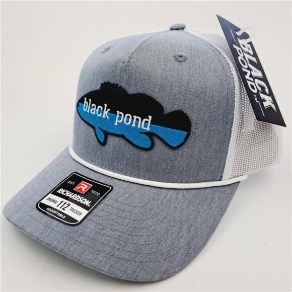 Retro Outdoors Black Pond Grouper Fishing Patch Mesh Snapback Richardson 112 Cap - Picture 2 of 4